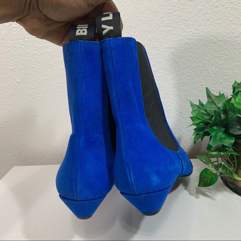 Bimba Y Lola Chelsea Boots Blue Suede Pointed Toe - Picture 5 of 11